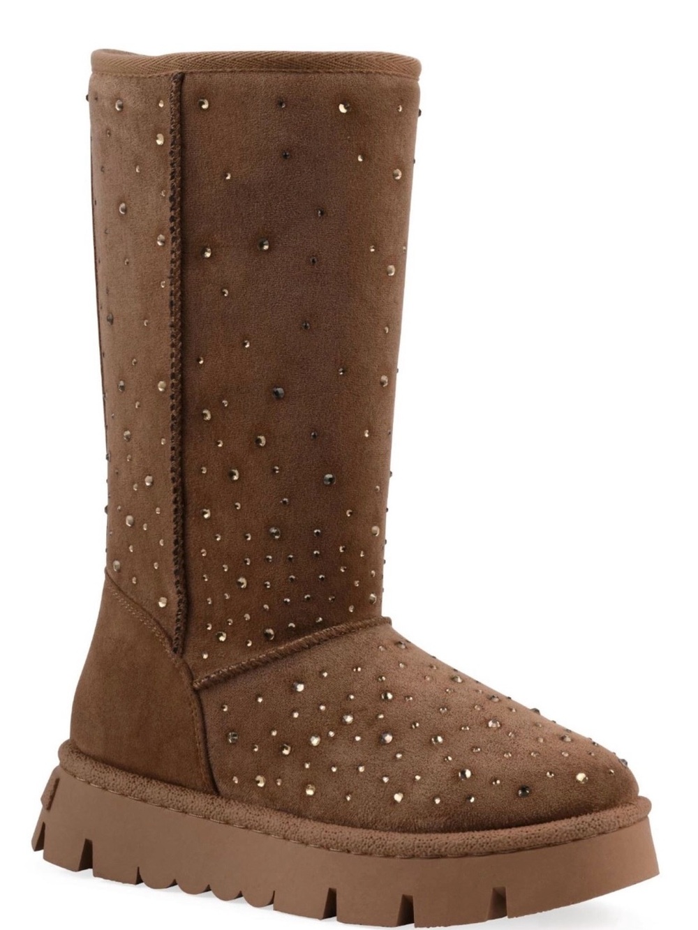 White Mountain Women’s Mid Calf Rhinestone Cozy Boot Chestnut